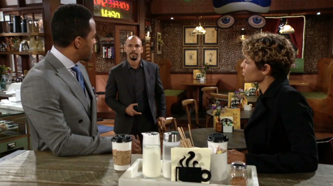 Nate, Elena and Devon at Crimson Lights on The Young and the Restless