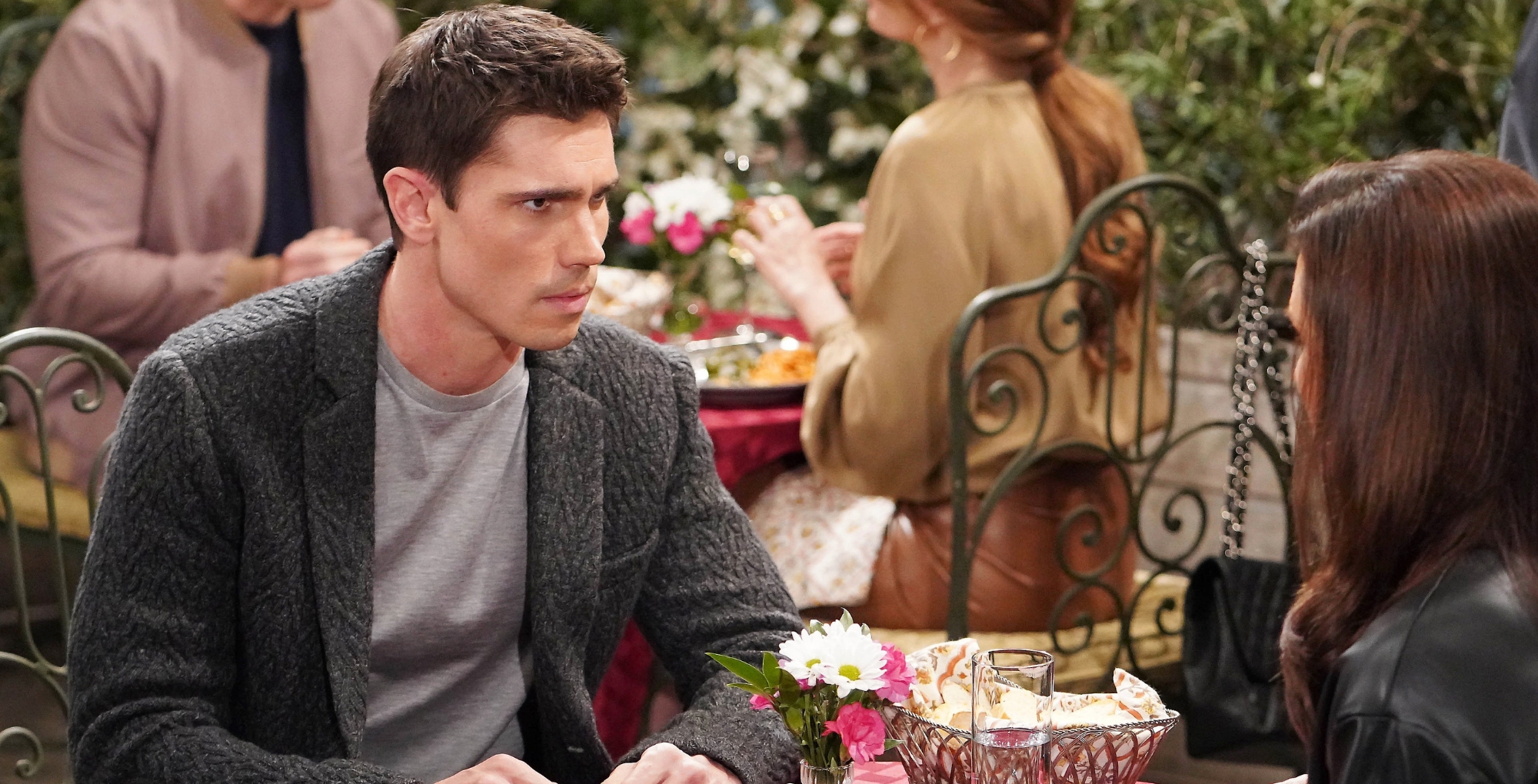 bold and the beautiful spoilers finn is at il gardino with his biological mom sheila but he's mad