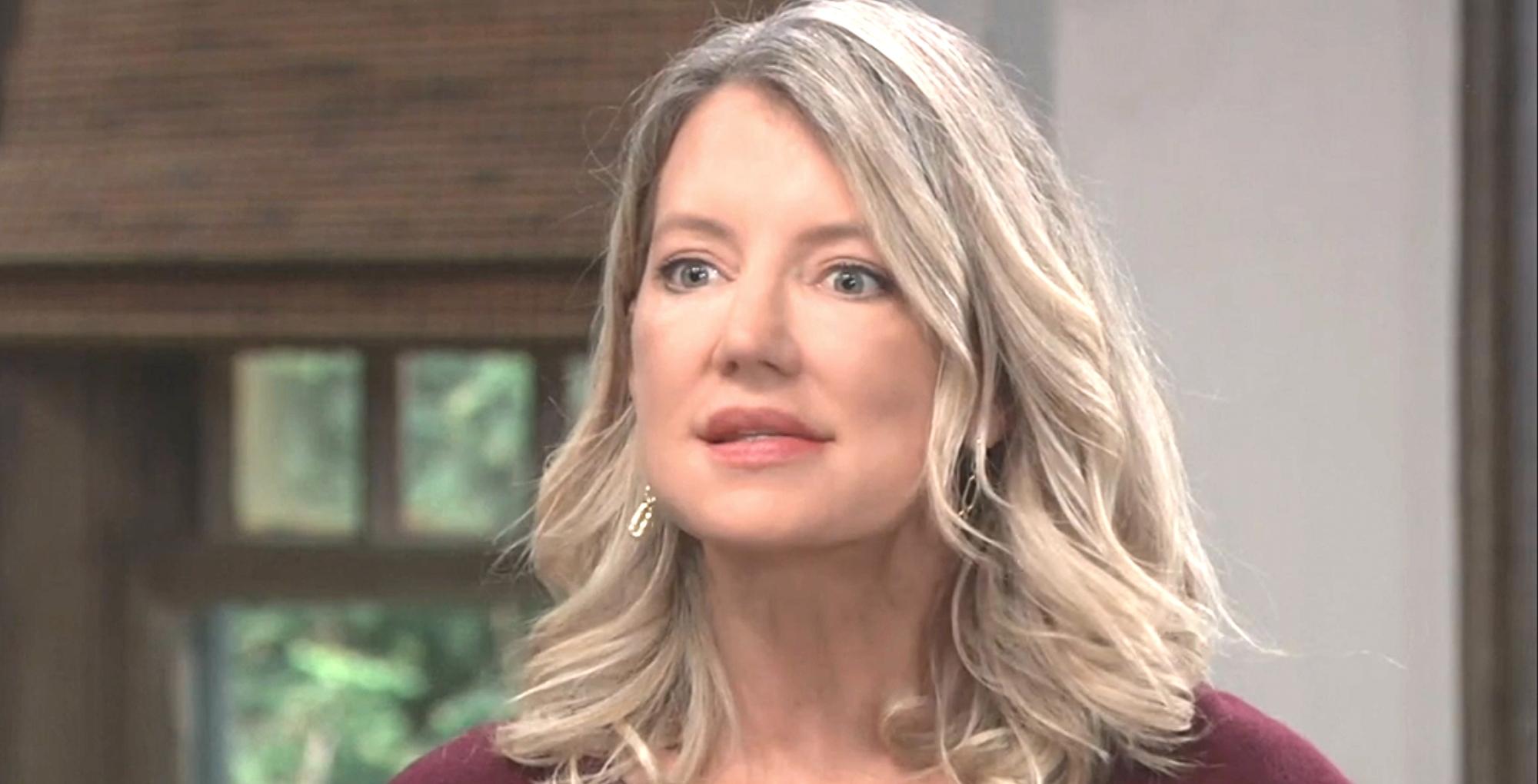 nina reeves on general hospital at michael and willow's carriage house looking shocked