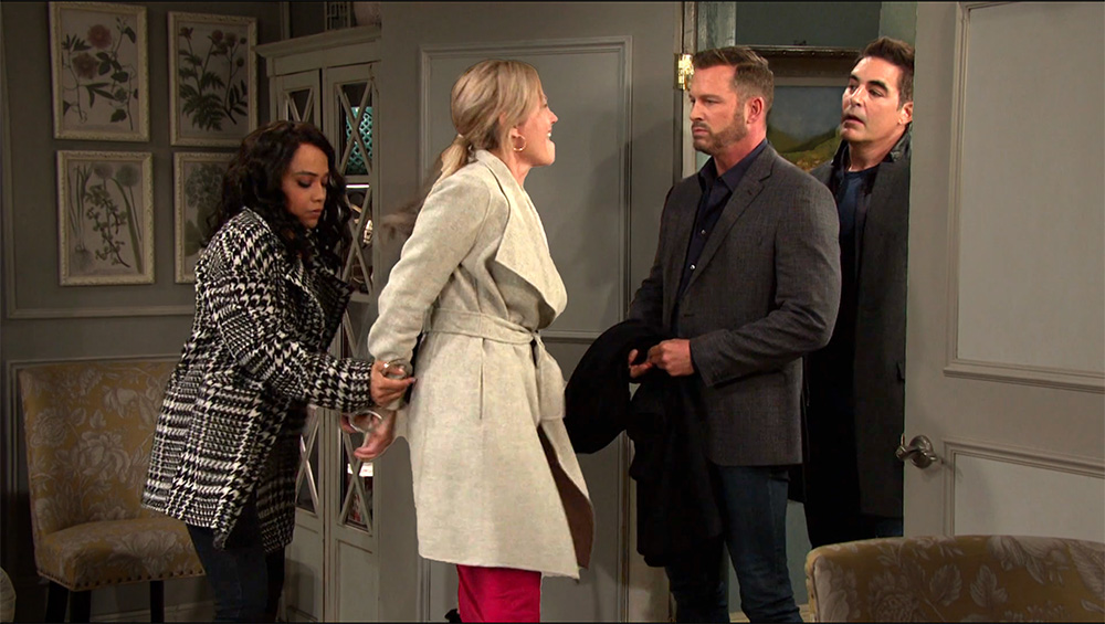 jada handcuffs kristen as rafe and brady look on in the latest days of our lives recap
