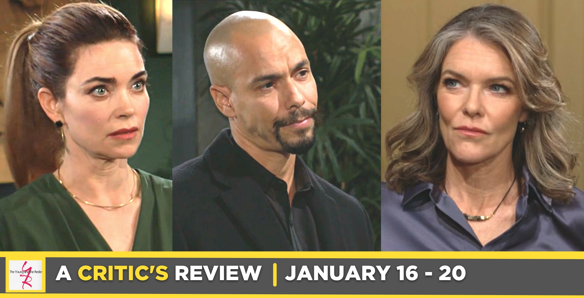 headshots of amelia heinle, bryton james, and susan walters