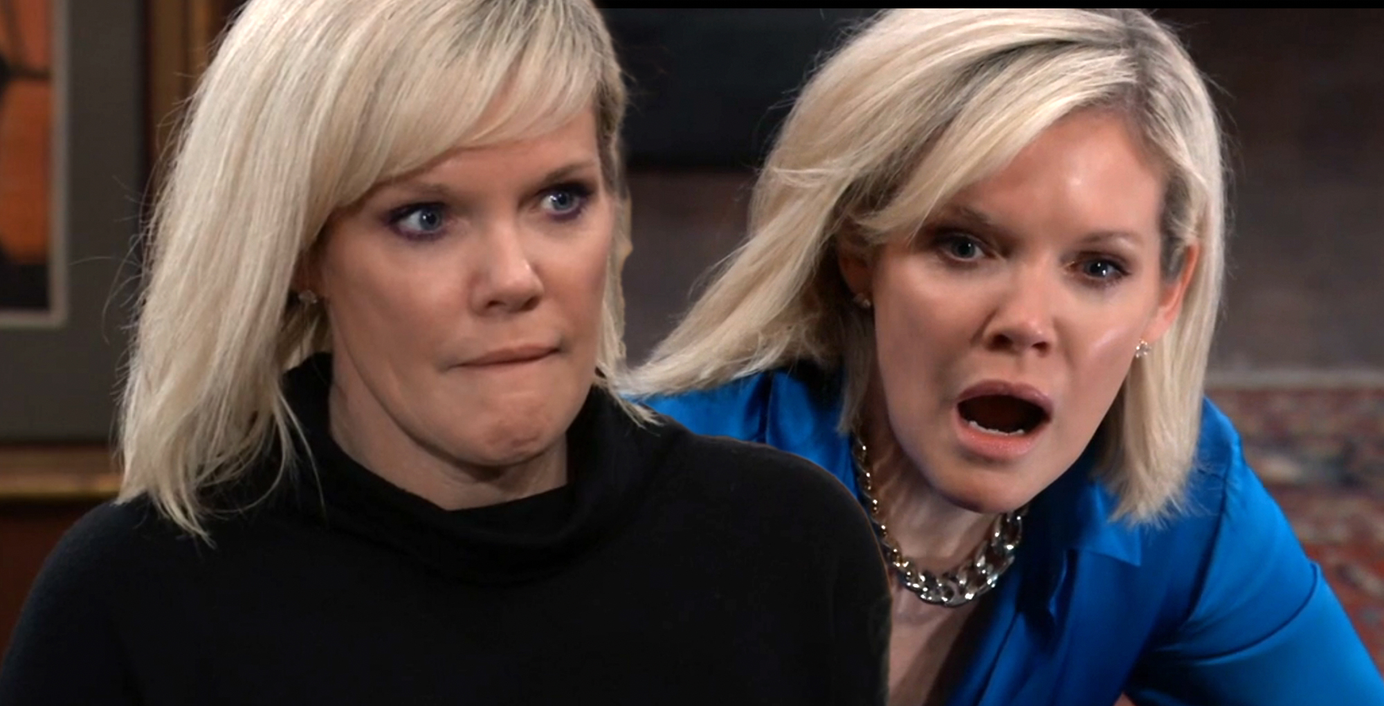 gh spoilers speculation two images of ava jerome scheming and shock