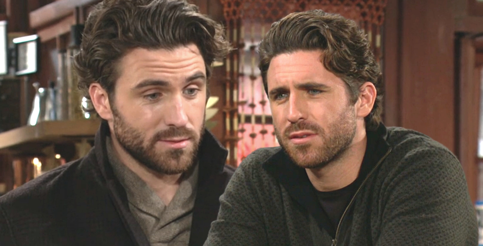 y&r spoilers with two images of a confused chance chancellor