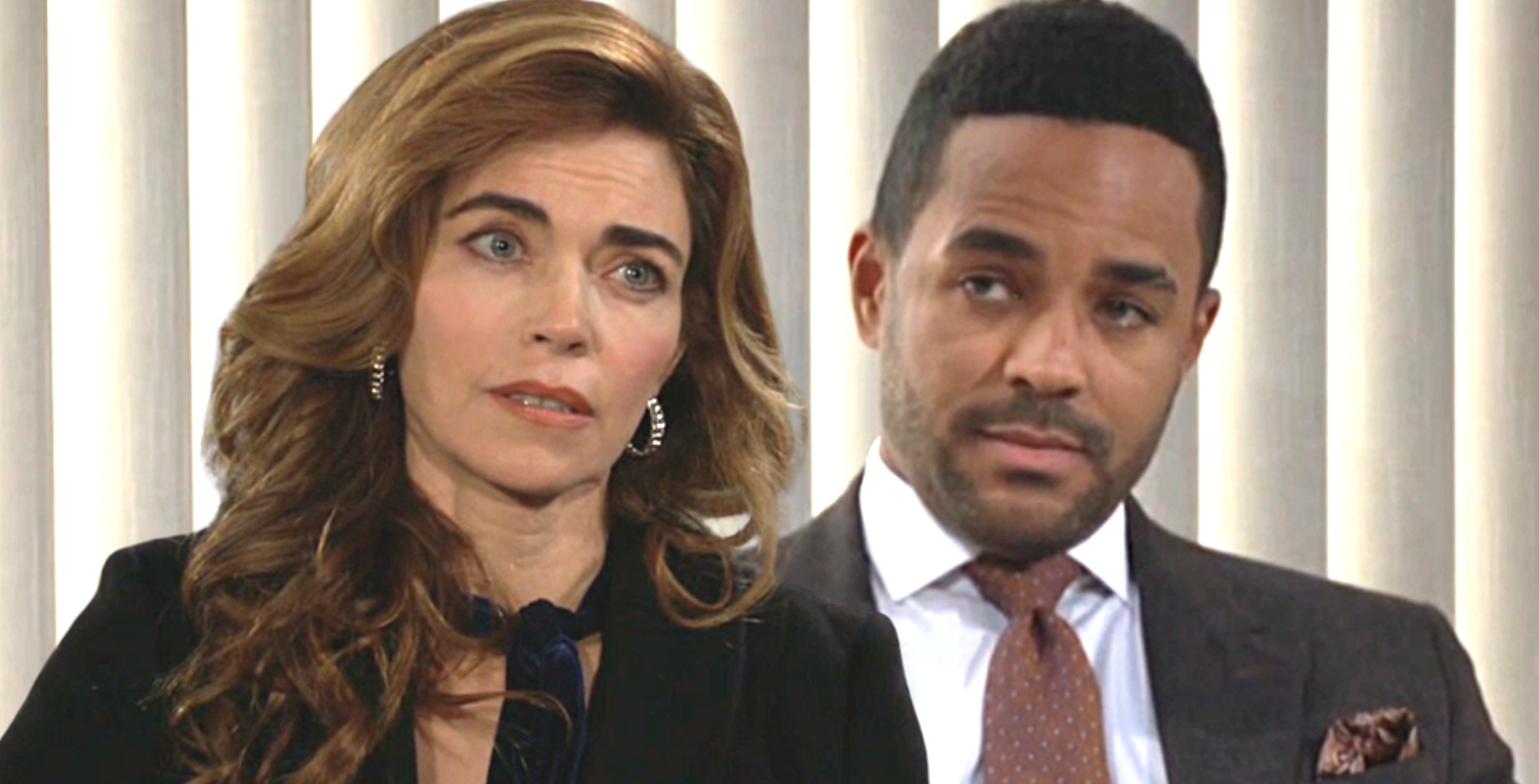 young and the restless victoria newman looks at nate hastings with confusion