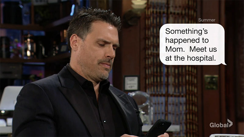 nick gets a text from summer about phyllis.