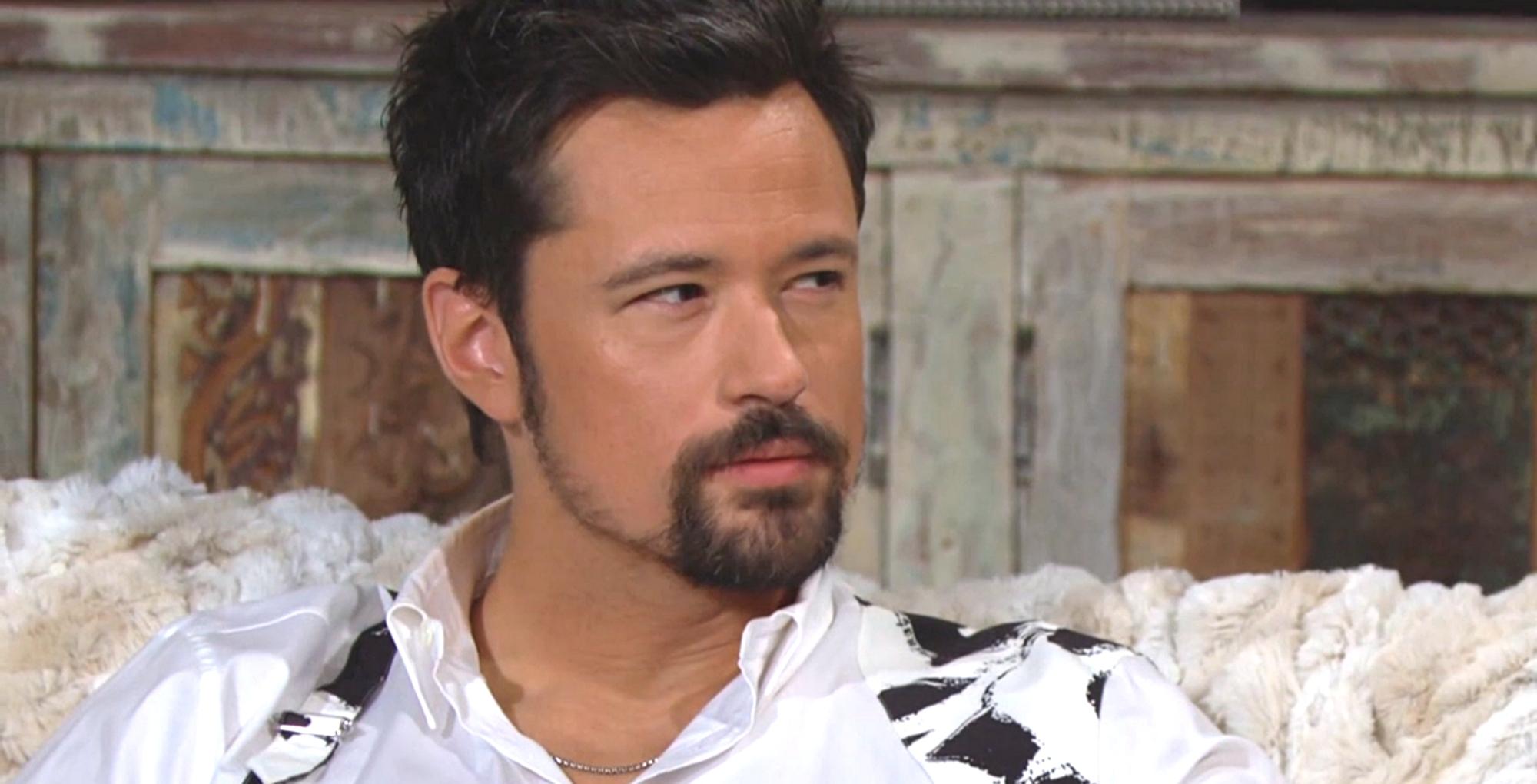 bold and the beautiful spoilers for april 24, 2023 show thomas and taylor talking.