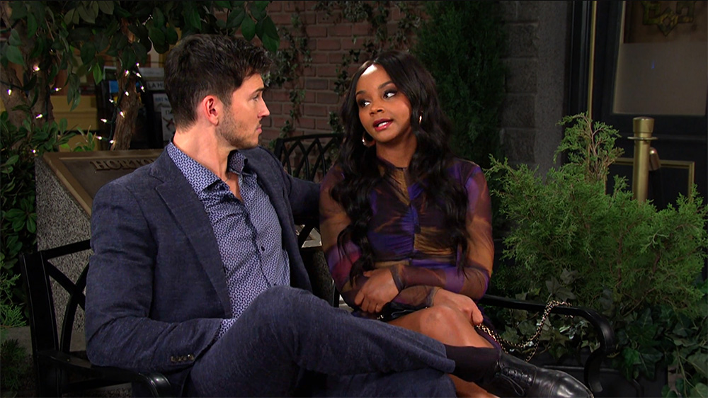days of our lives recap for thursday, april 27, 2023, had alex and chanel talking on a park bench.