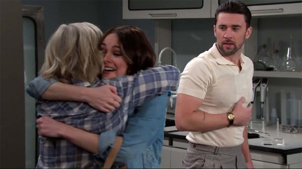 days of our lives recap for friday, april 21, 2023, stephanie grabbed her mom in her arms as chad watched.