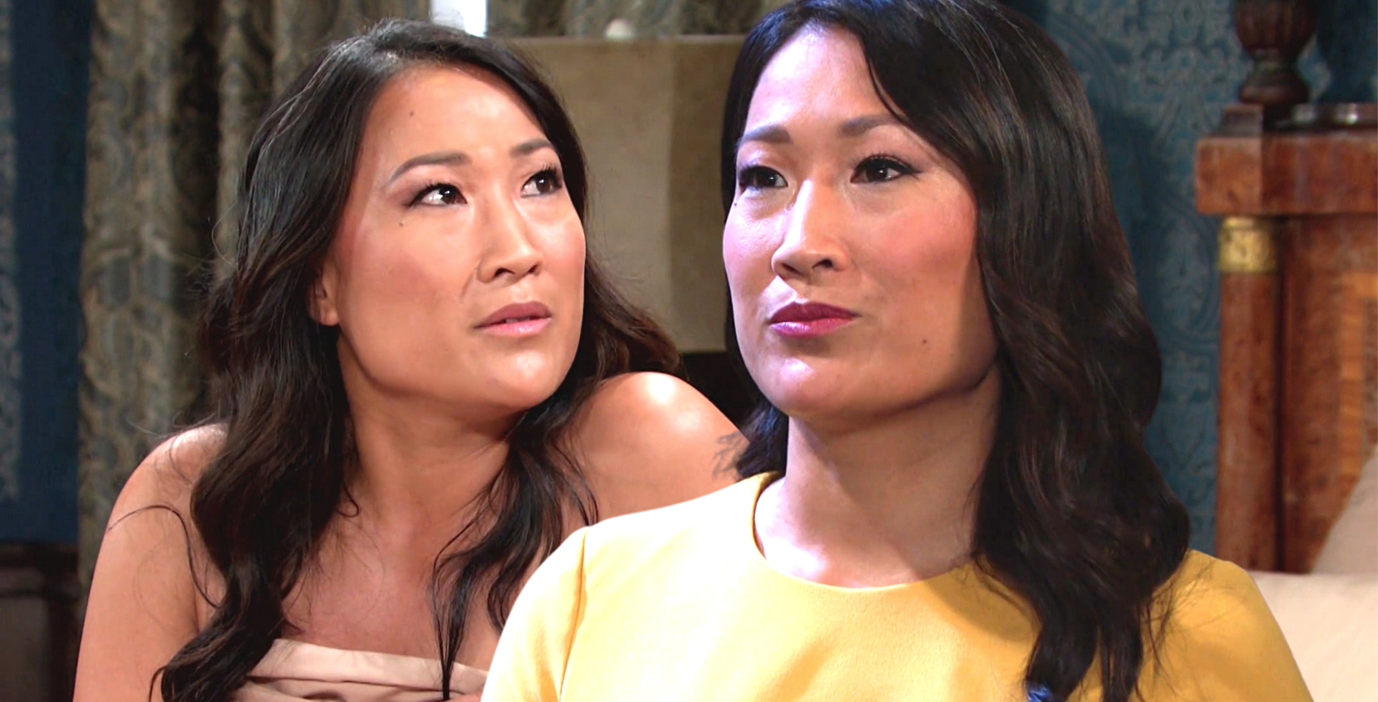melinda trask on days of our lives two shots, in bed and looking fierce.