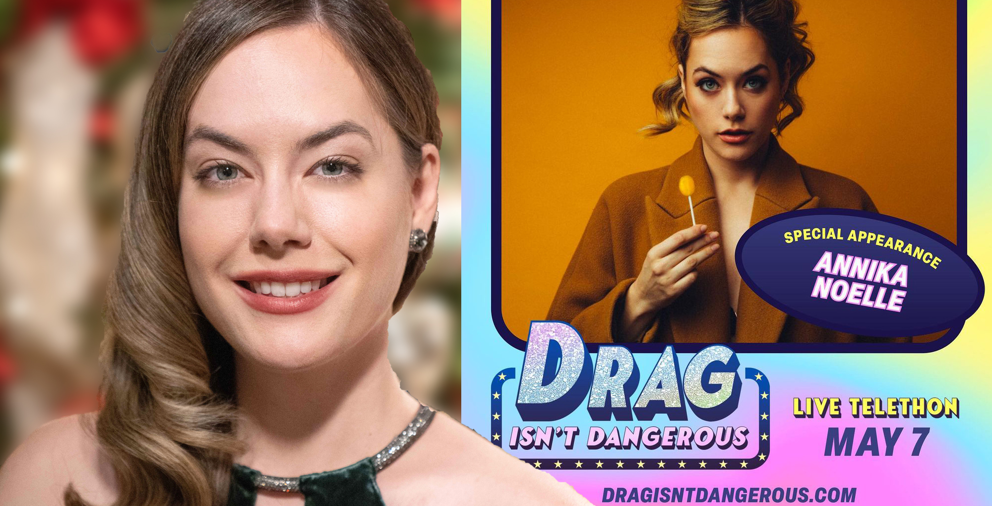 annika noelle of bold and the beautiful doing a drag isn't dangerous live telethon.
