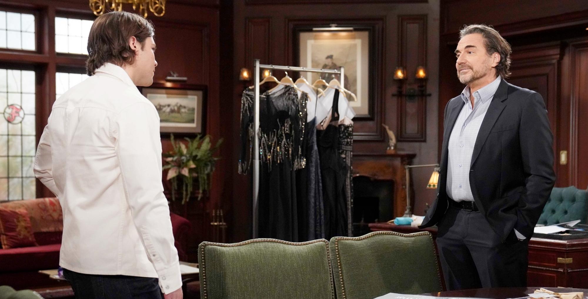 the bold and the beautiful spoilers for may 3, 2023, has ridge trying to get his son to stay.