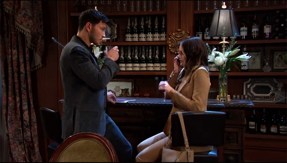 days of our lives recap for monday, may 15, 2023, alex puts down his drink as stephanie takes chad's call.
