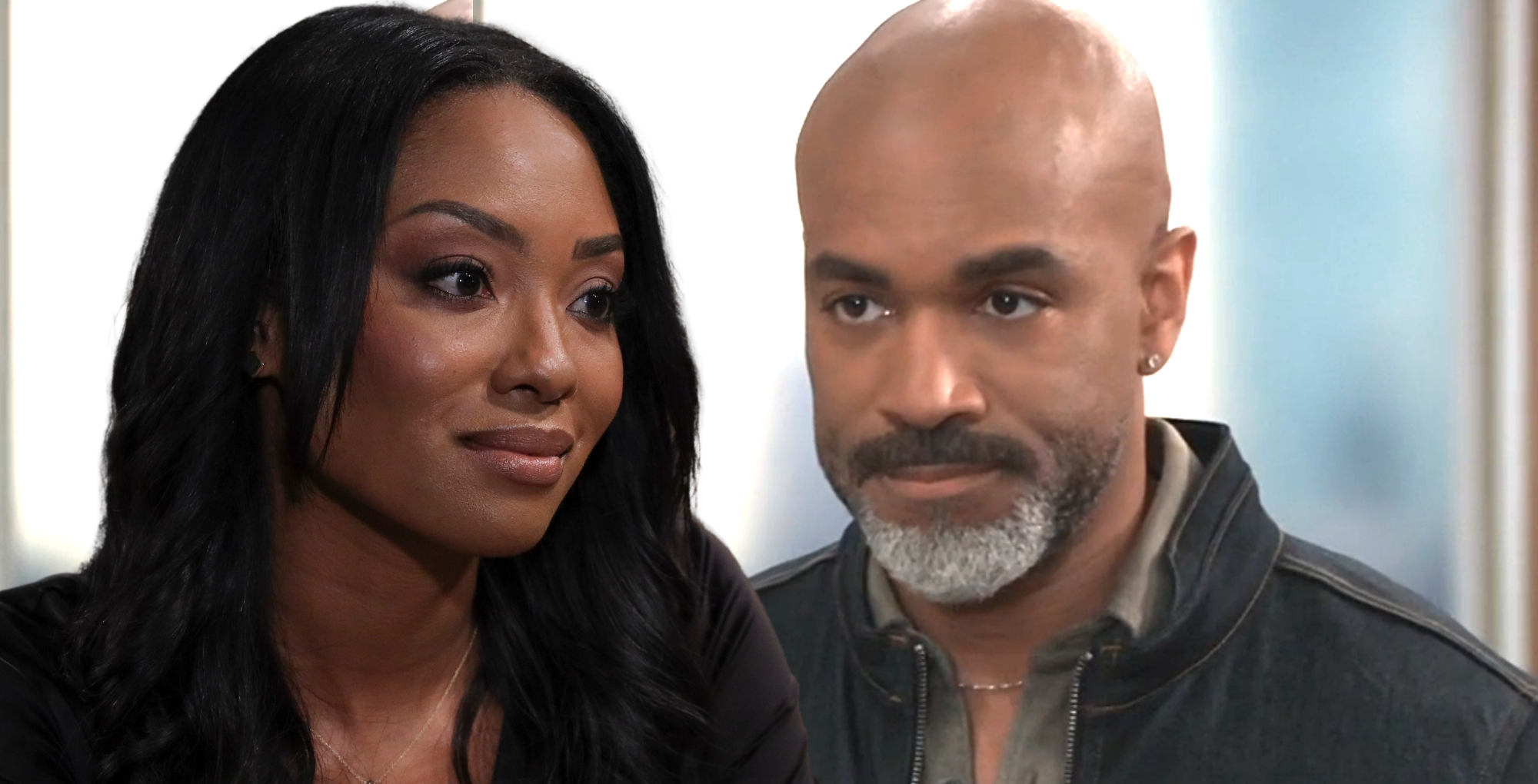 jordan and curtis ashford look in each other's eyes on general hospital.