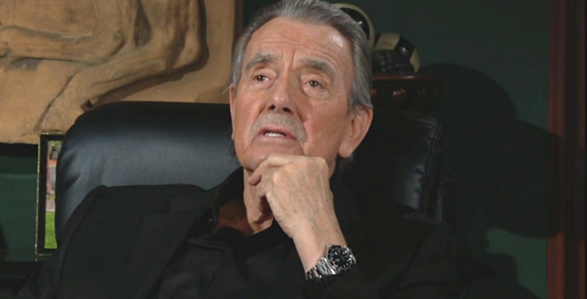 the young and the restless spoilers for may 19, 2023, have victor newman in an office chair.