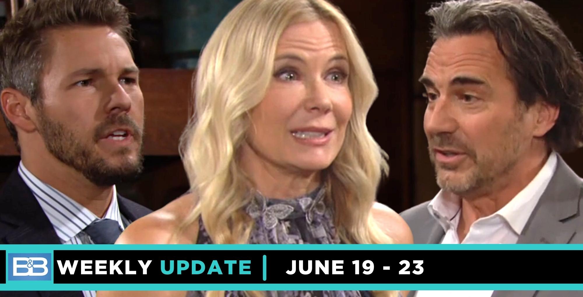 b&b spoilers weekly update features liam, brooke, and ridge.