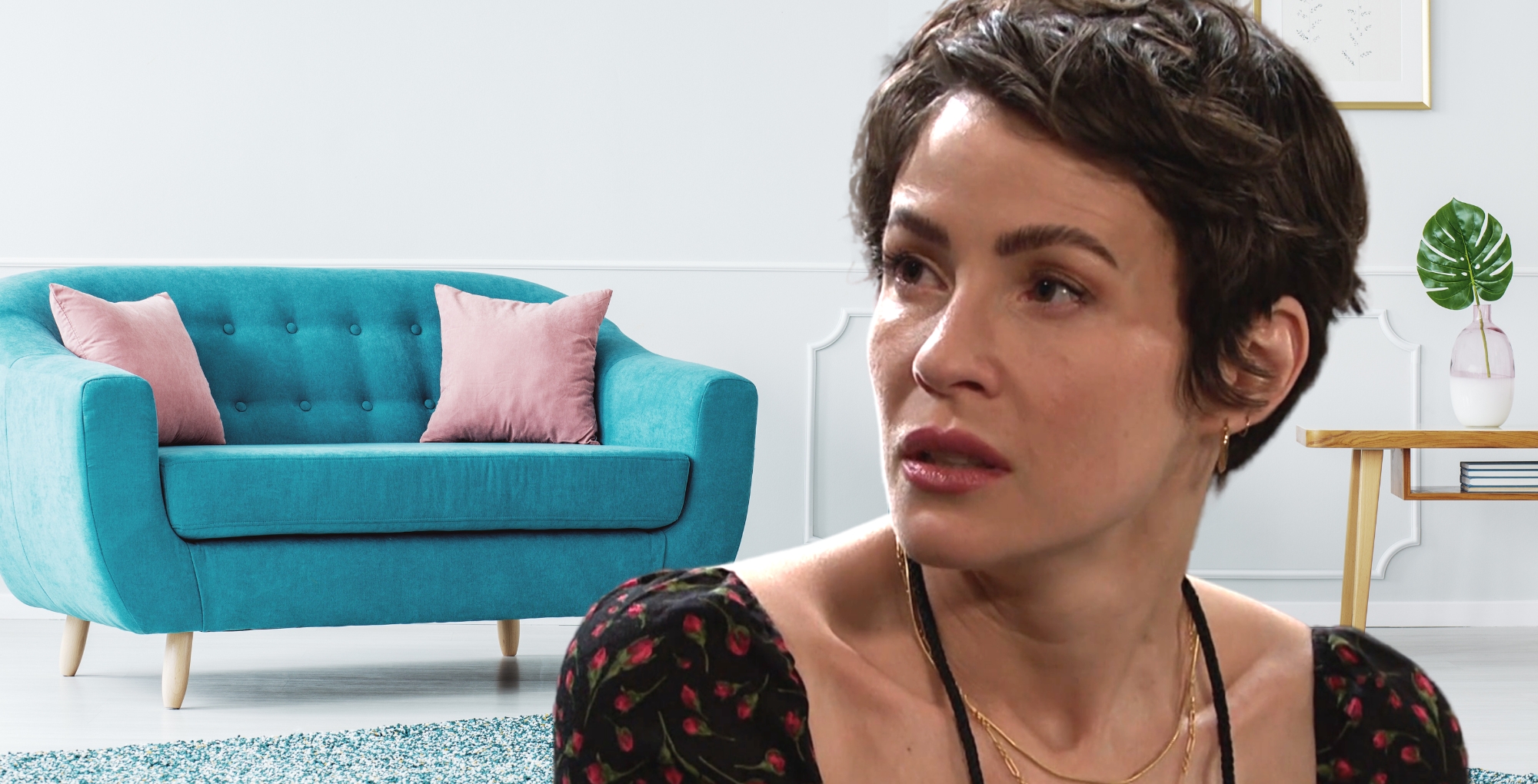 sarah horton of days of our lives on the soap hub couch.