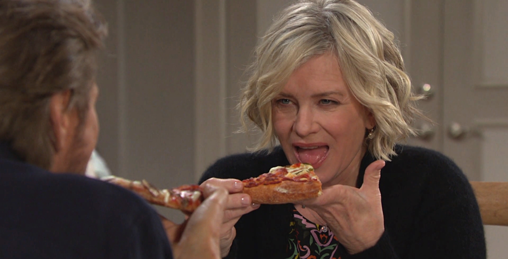 days of our lives recap for wednesday, june 21, 2023, steve and kayla johnson enjoying pizza.