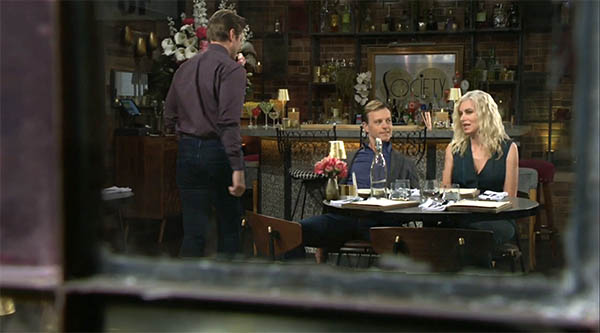 tucker and ashley wait for devon and abby on young and the restless.