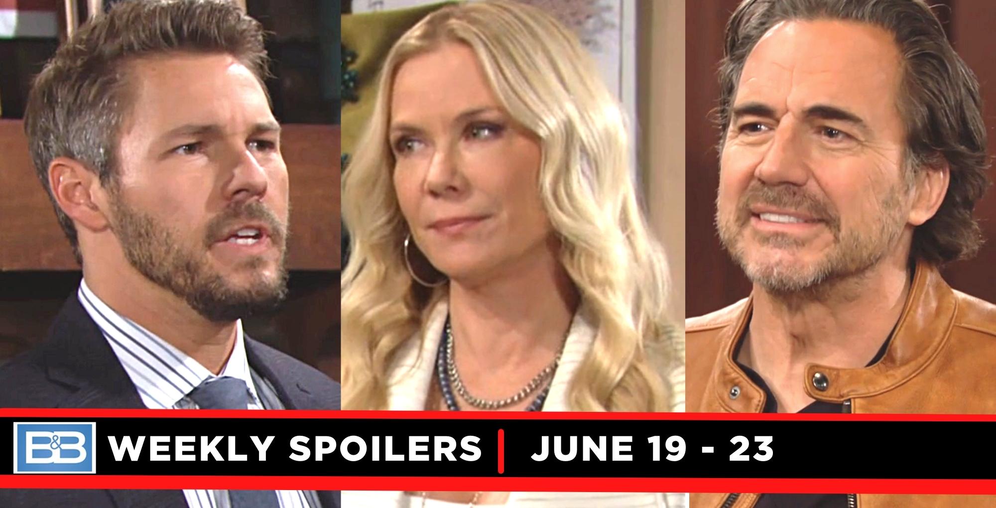 the bold and the beautiful spoilers for june 19-june 23, 2023, with liam, brooke, and ridge.