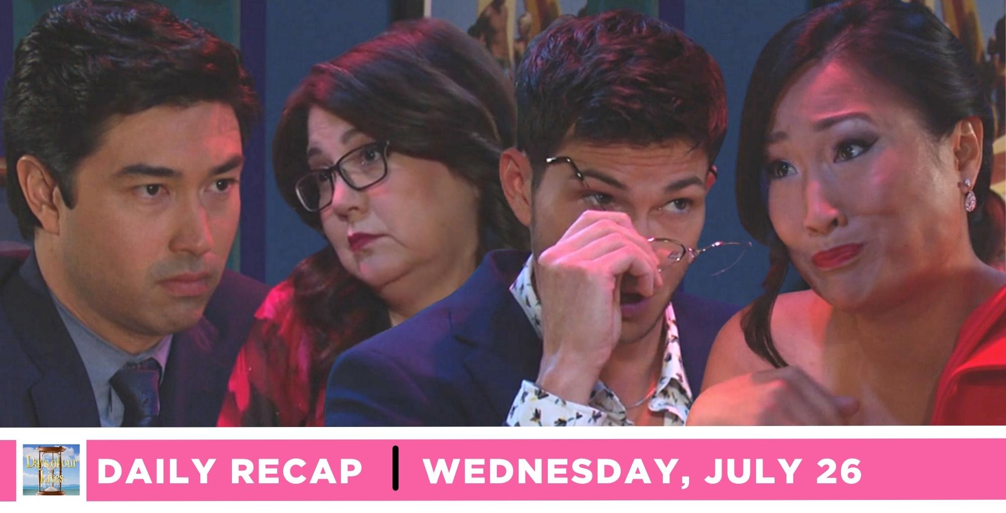 days of our lives recap for wednesday, july 26, 2023, li and melinda's matchmaker fails to deliver yet again.