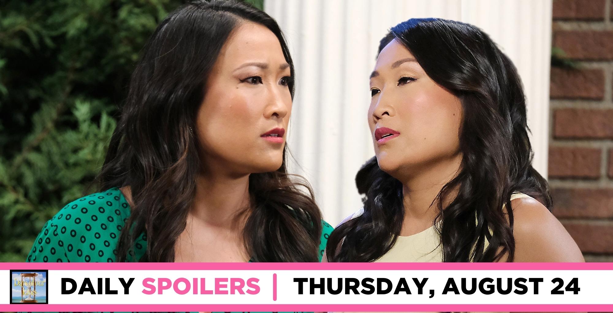 days of our lives spoilers for august 24, melinda raises eyebrows.
