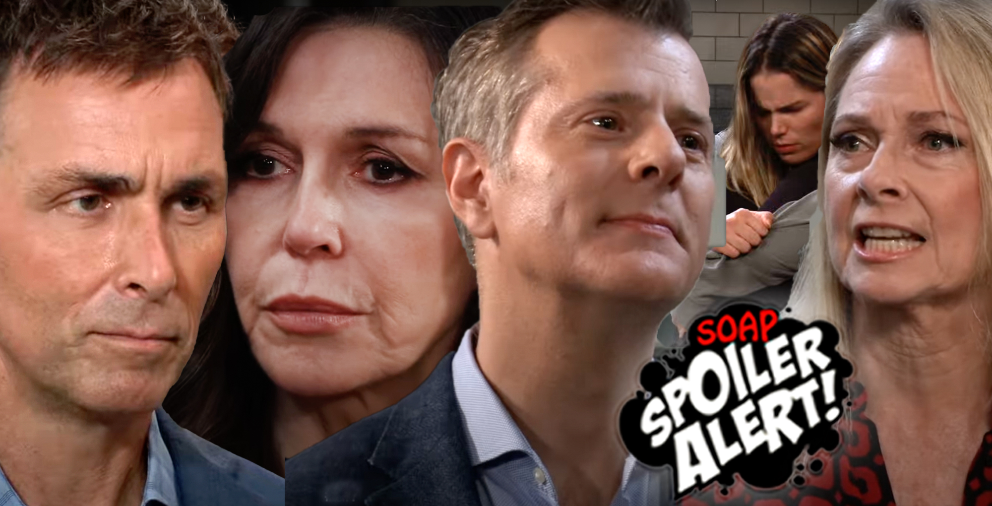 gh spoilers video collage valentin, anna, dr. montague, sasha, gladys.