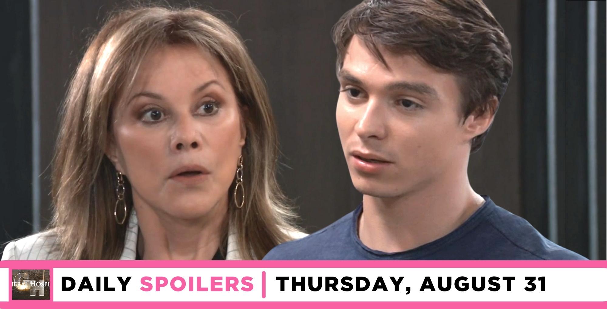 general hospital spoilers for august 31 2023 have spencer and alexis chatting.