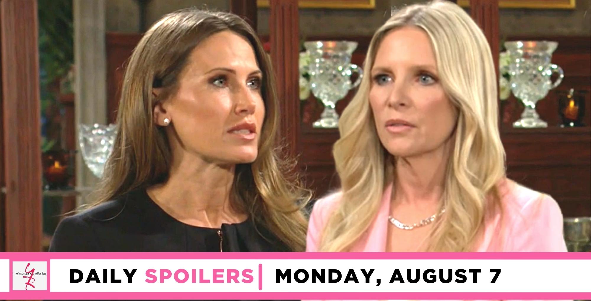 the young and the restless spoilers for august 7, 2023, have heather and christine talking.