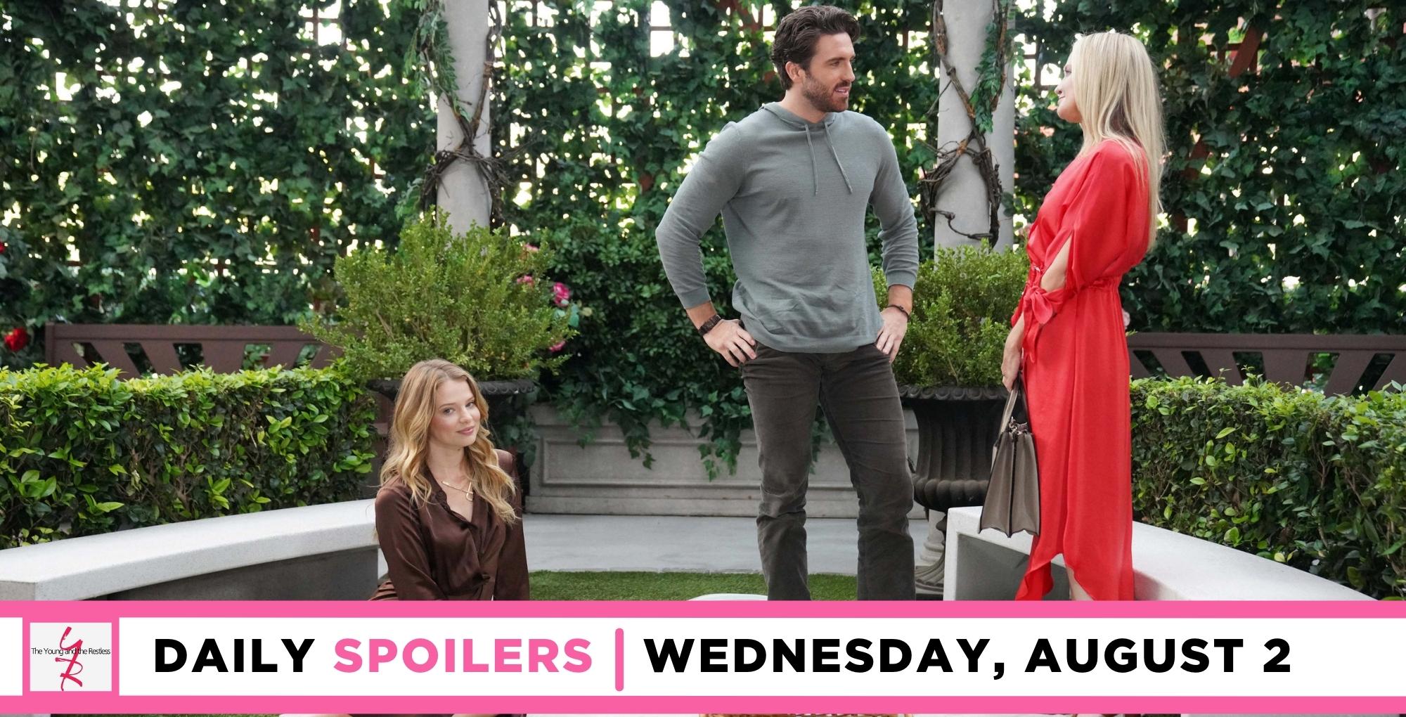 the young and the restless spoilers for august 2, 2023, have sharon interrupting chance and summer in the park.