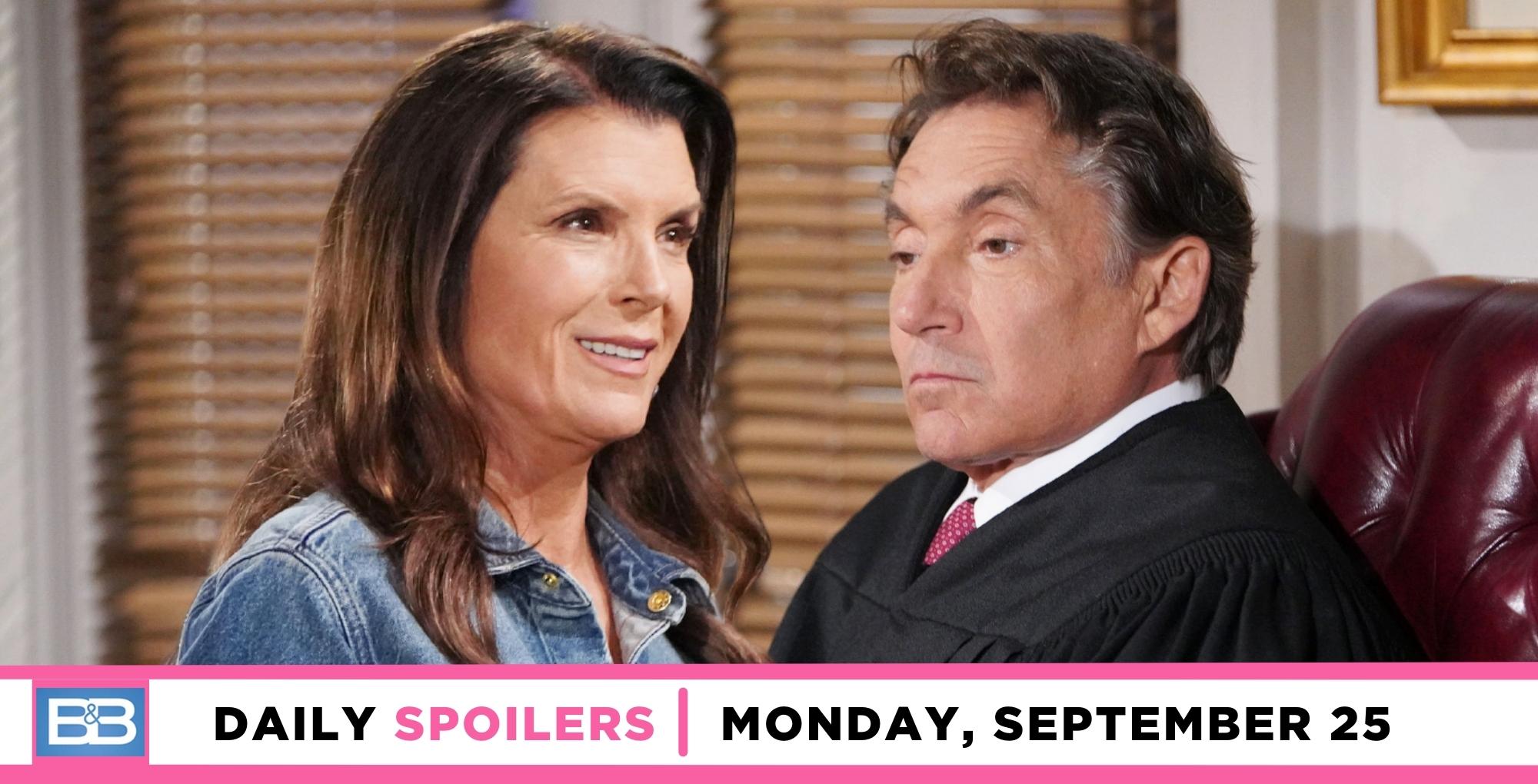 bold and the beautiful spoilers for monday, september 25, 2023, feature sheila and judge evan scott.