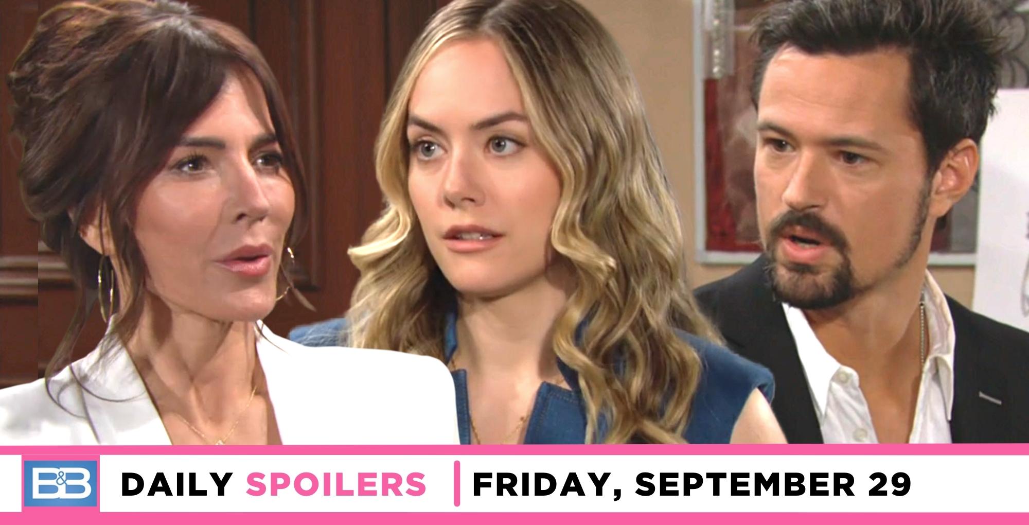 bold and the beautiful spoilers for september 29, 2023, has taylor not happy about thomas and hope.