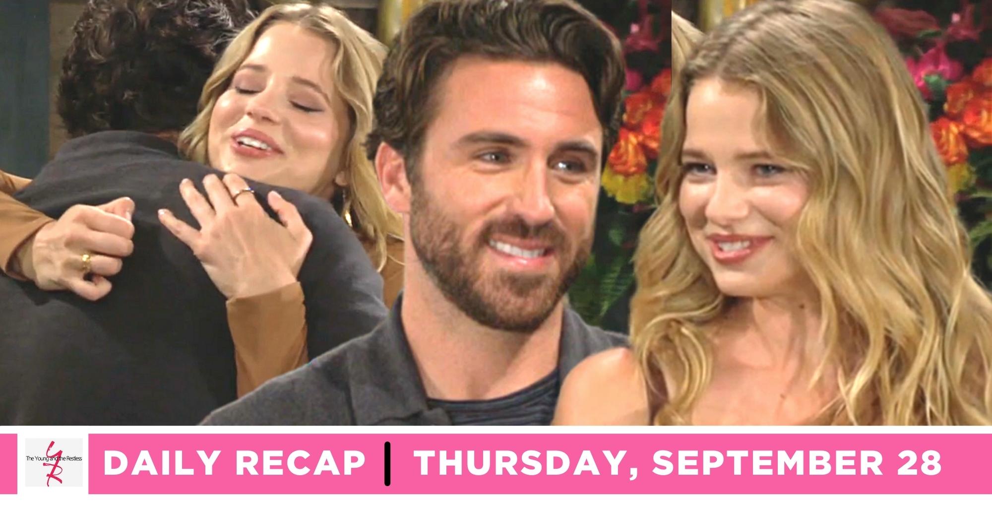 the young and the restless recap for september 28, 2023 has chance and summer hugging and then looking at each other.