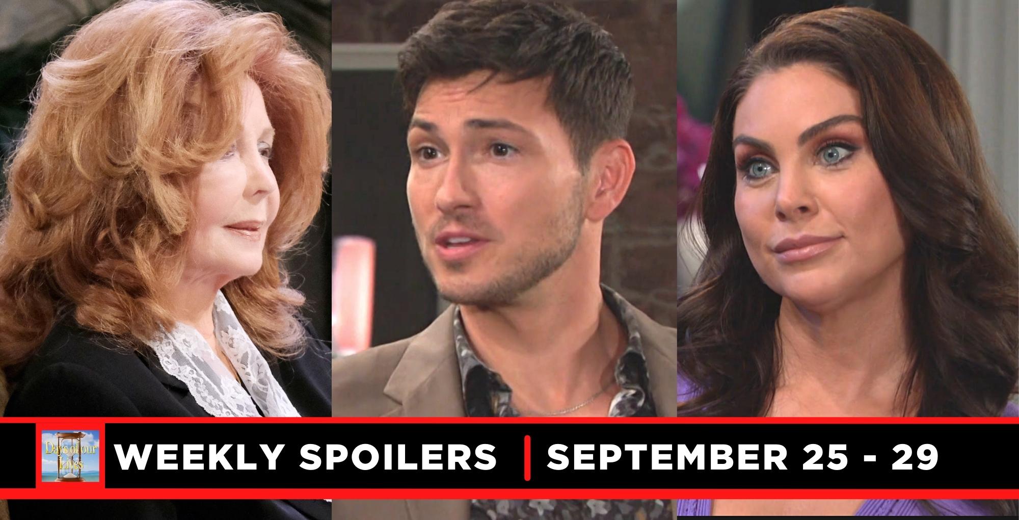 days of our lives spoilers for september 25 – september 29, 2023, three images, maggie, alex, and chloe.
