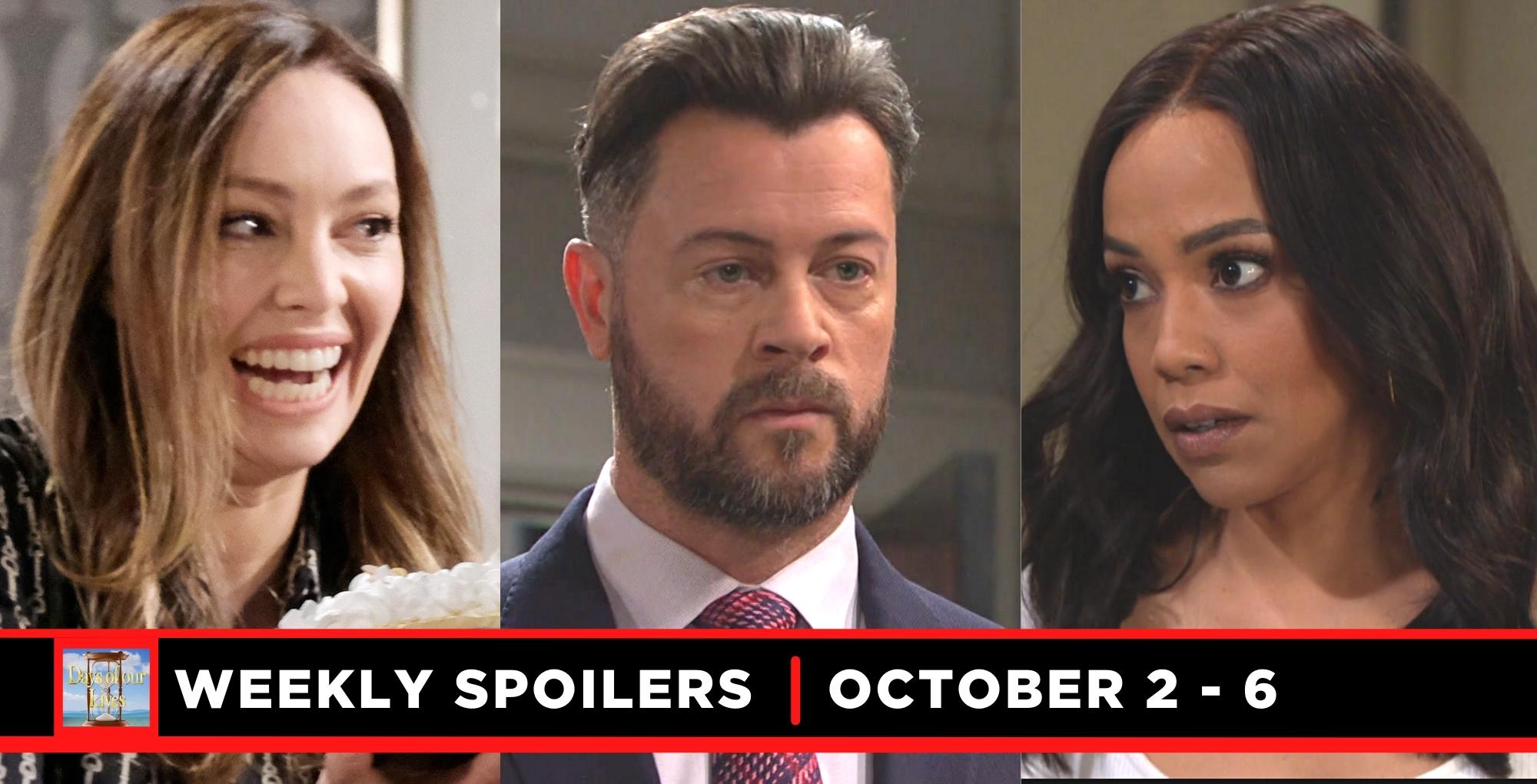 days of our lives spoilers for october 2 – october 6, 2023, three images, gwen, ej, and jada.