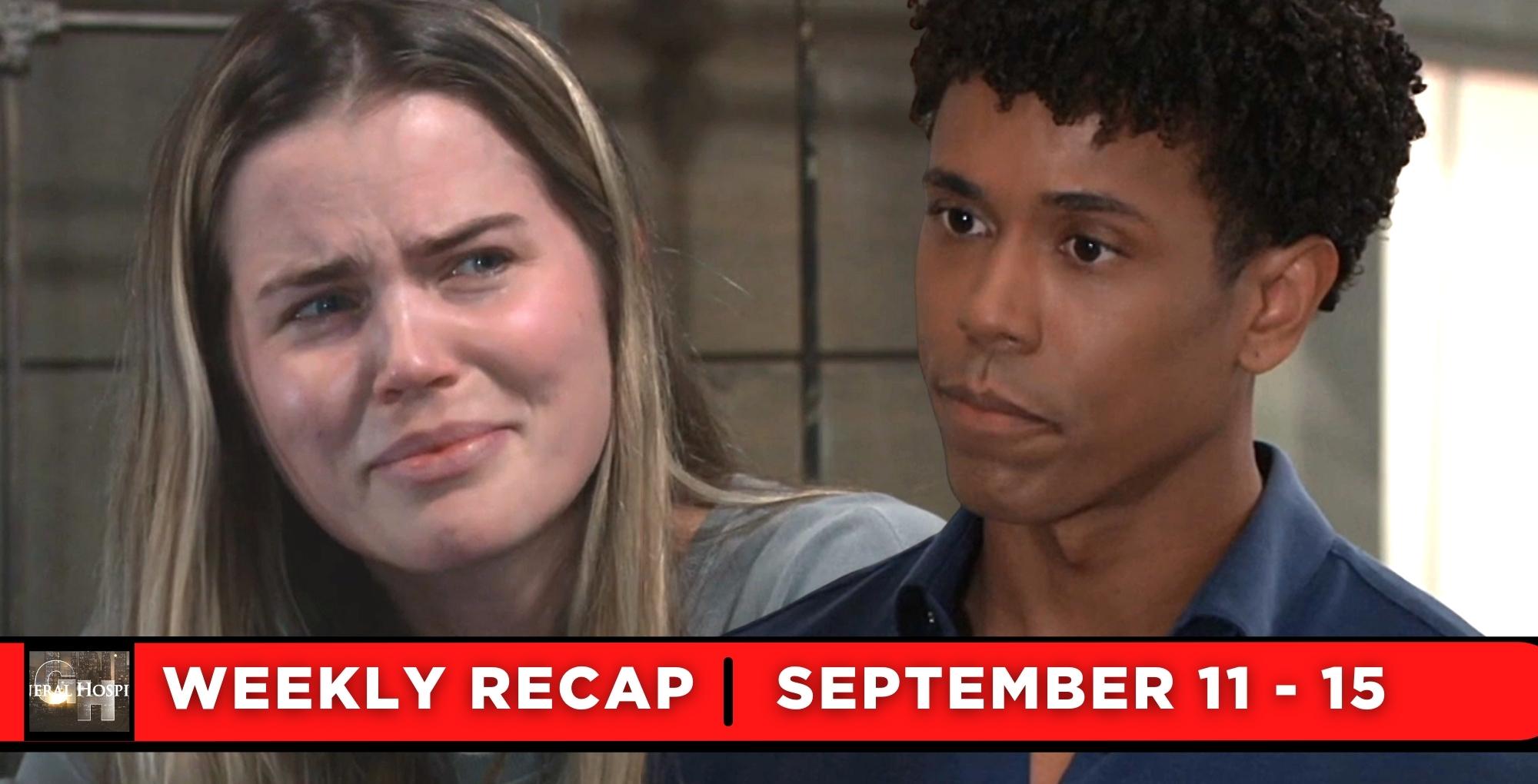 general hospital recaps for september 11 – september 15, 2023, two images, sasha and tj.