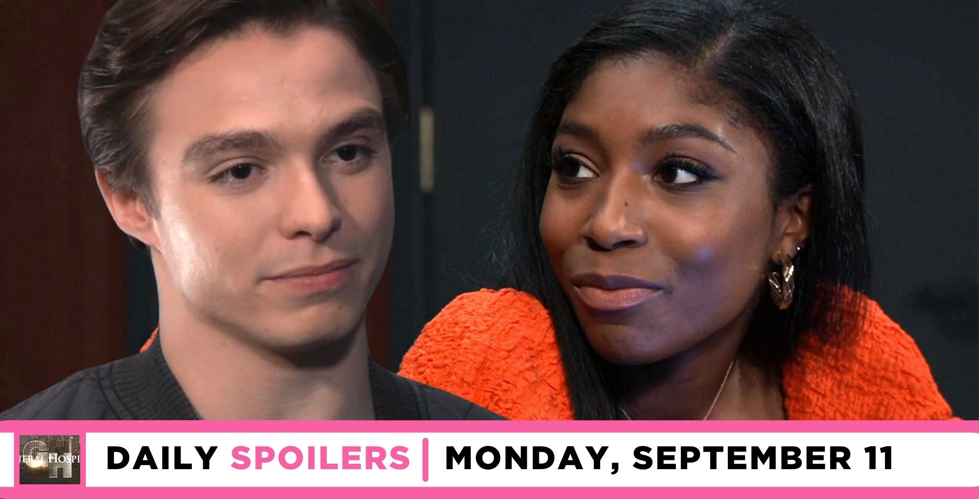 general hospital spoilers for september 11 2023 has romance for spencer and trina.