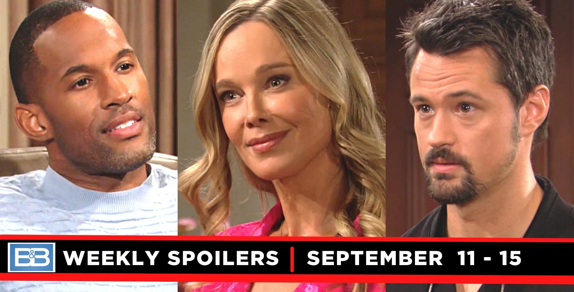 the bold and the beautiful spoilers for september 11-15, 2023, have carter, donna, and thomas.
