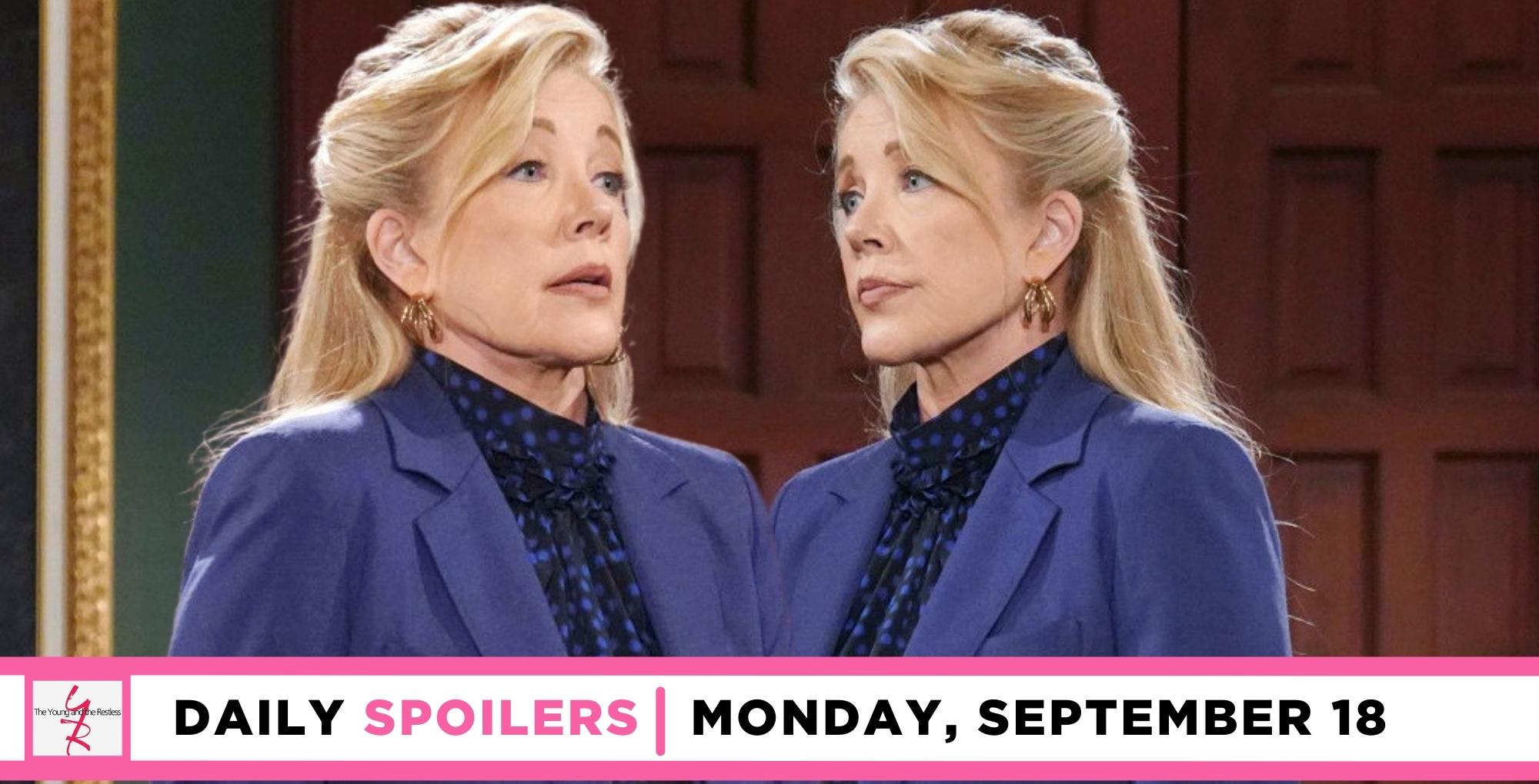 young and the restless spoilers for september 18, 2023, has double images of nikki.
