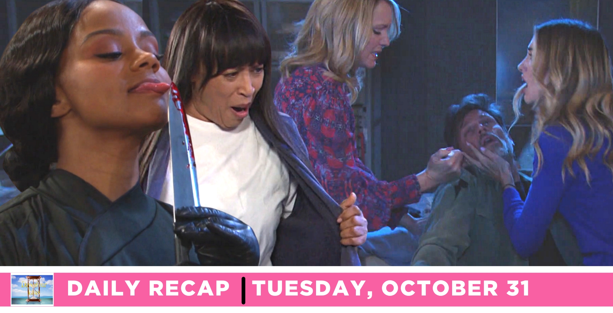 the cast celebrate halloween on the days of our lives recap for tuesday, october 31, 2023.