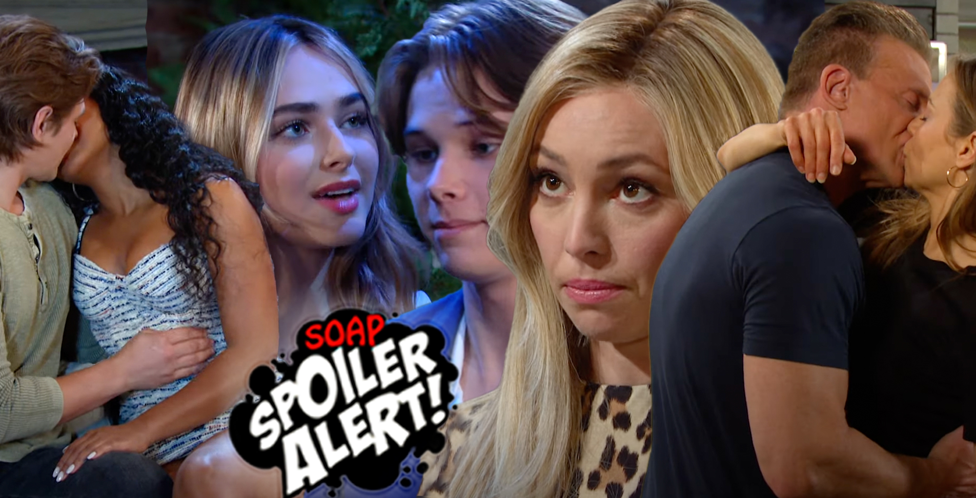 days spoilers video collage of johnny chanel kissing, holly, tate, theresa, harris kissing ava.