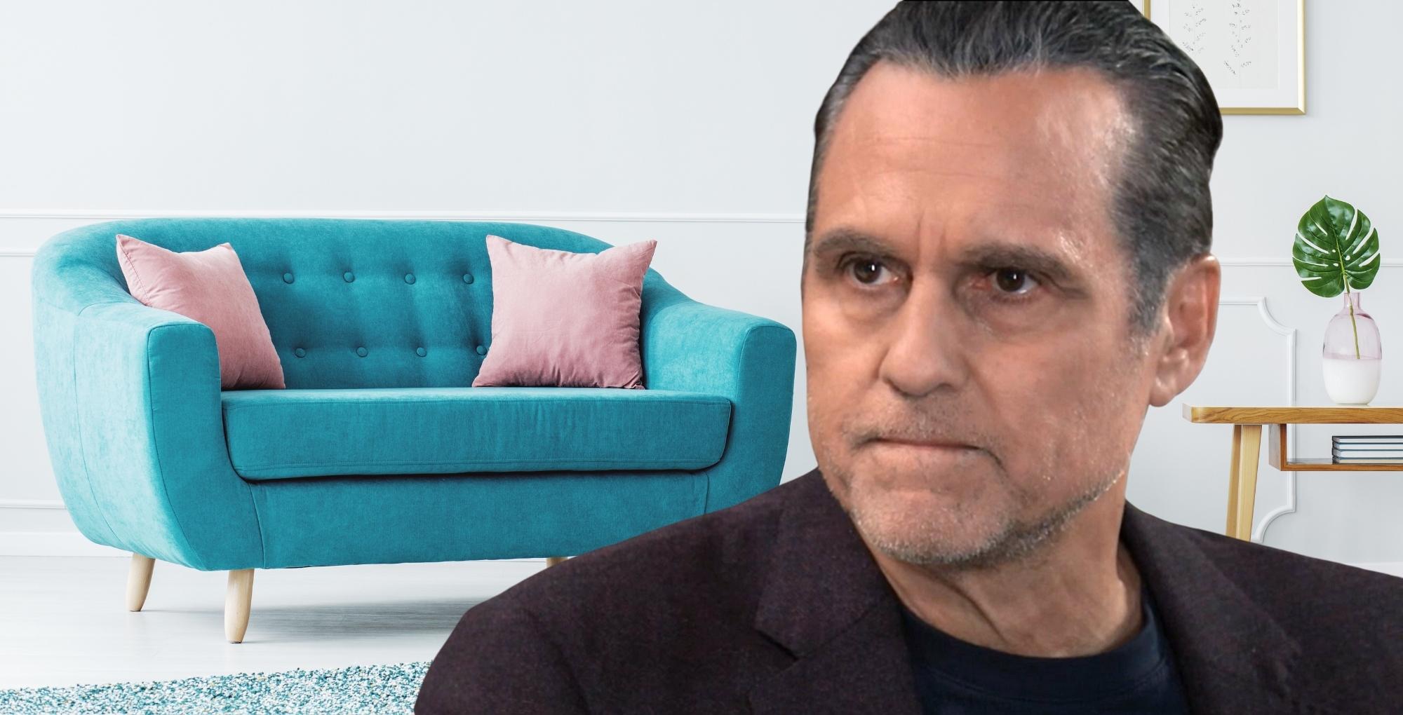 sonny corinthos from general hospital sits on the soaphub couch.