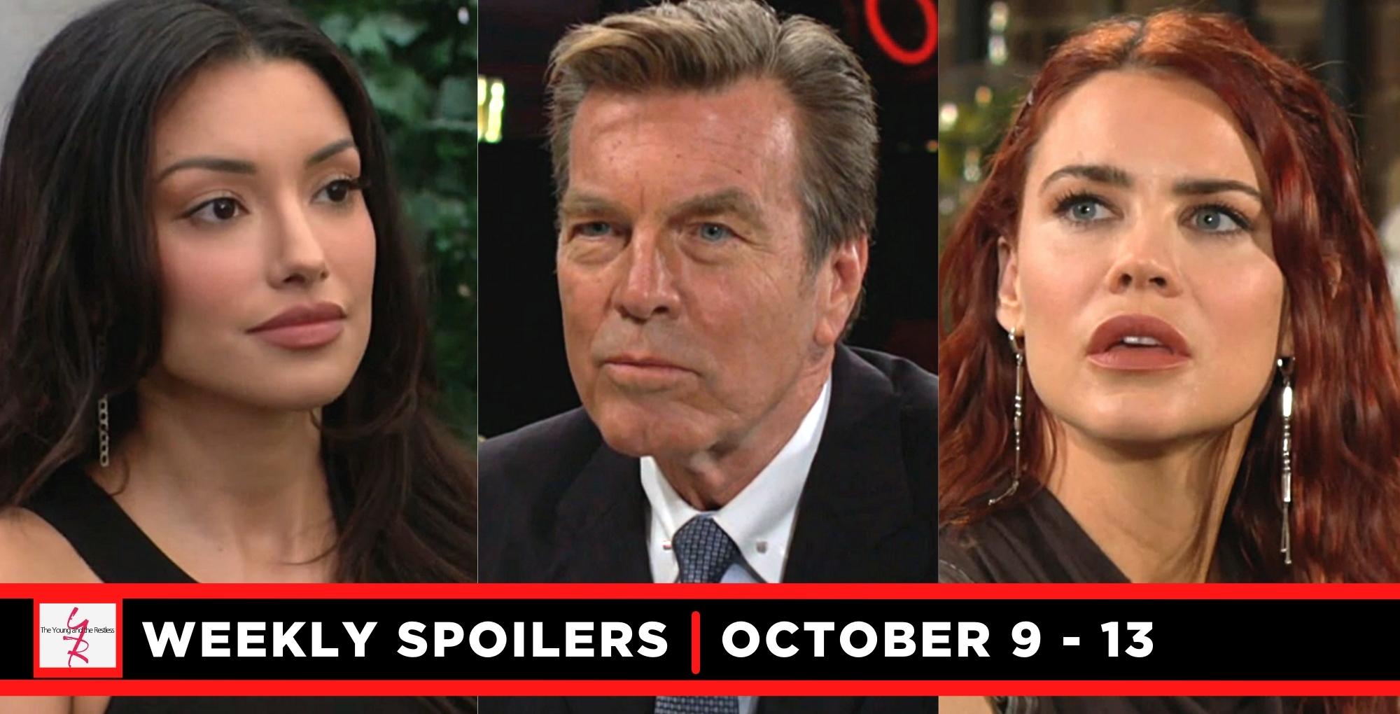 the young and the restless spoilers for october 9 – october 13, 2023, three images, audra, jack, and sally.