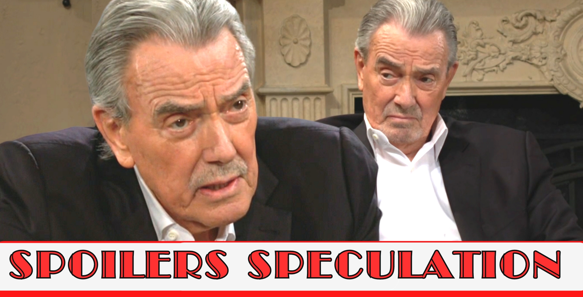 y&r spoilers speculation banner over two images of victor.