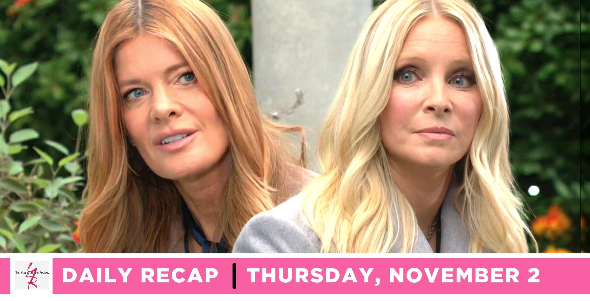 the young and the restless recap for november 2, 2023, episode 12738, has phyllis looking at christine.