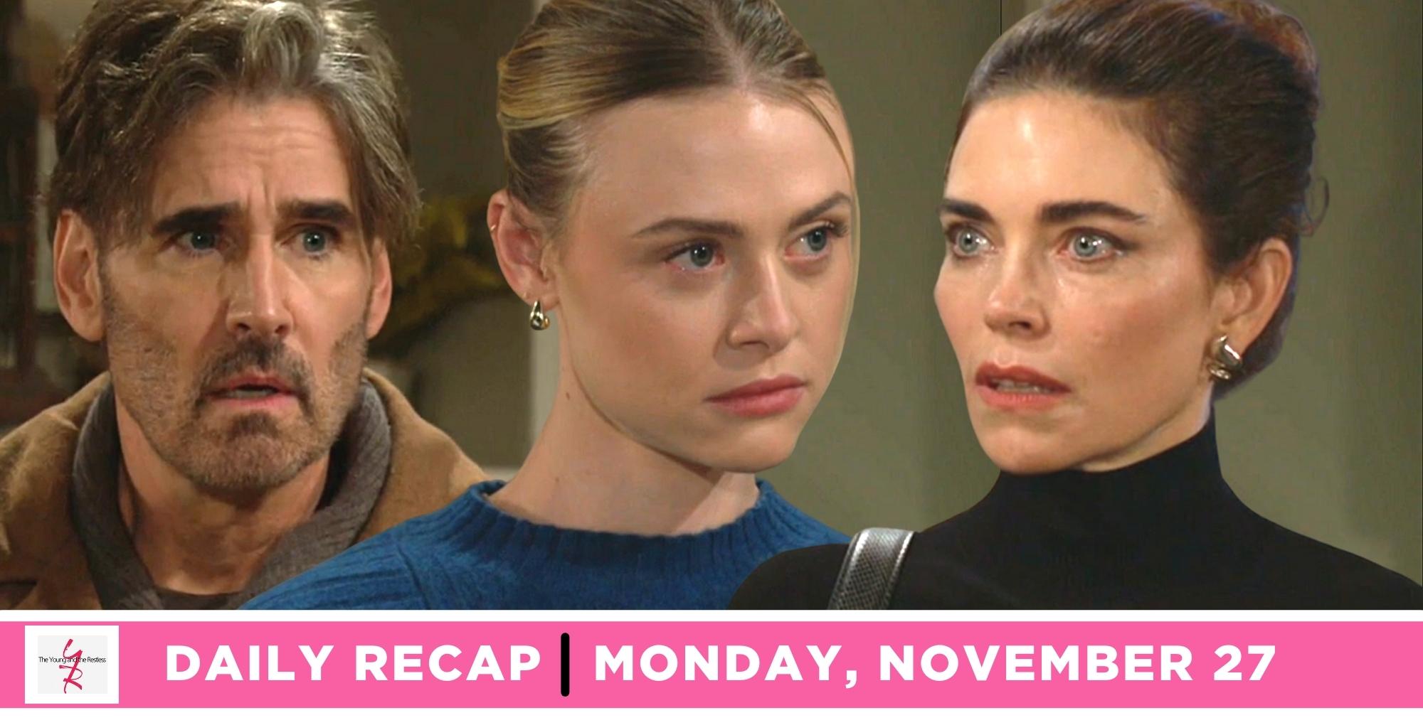 the young and the restless recap for november 27, 2023, episod3 12753, has cole, claire and victoria.
