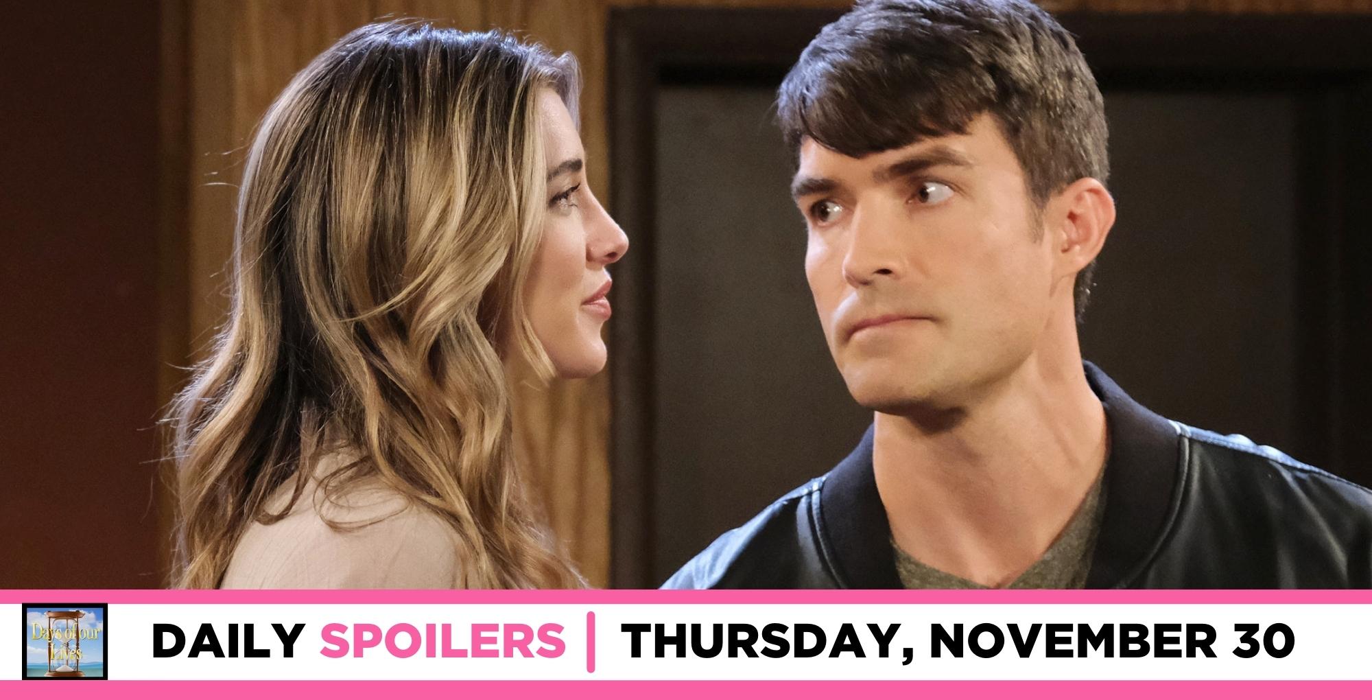 days of our lives spoilers for november 30, 2023, episode 14738, has sloan talking to dimitri.