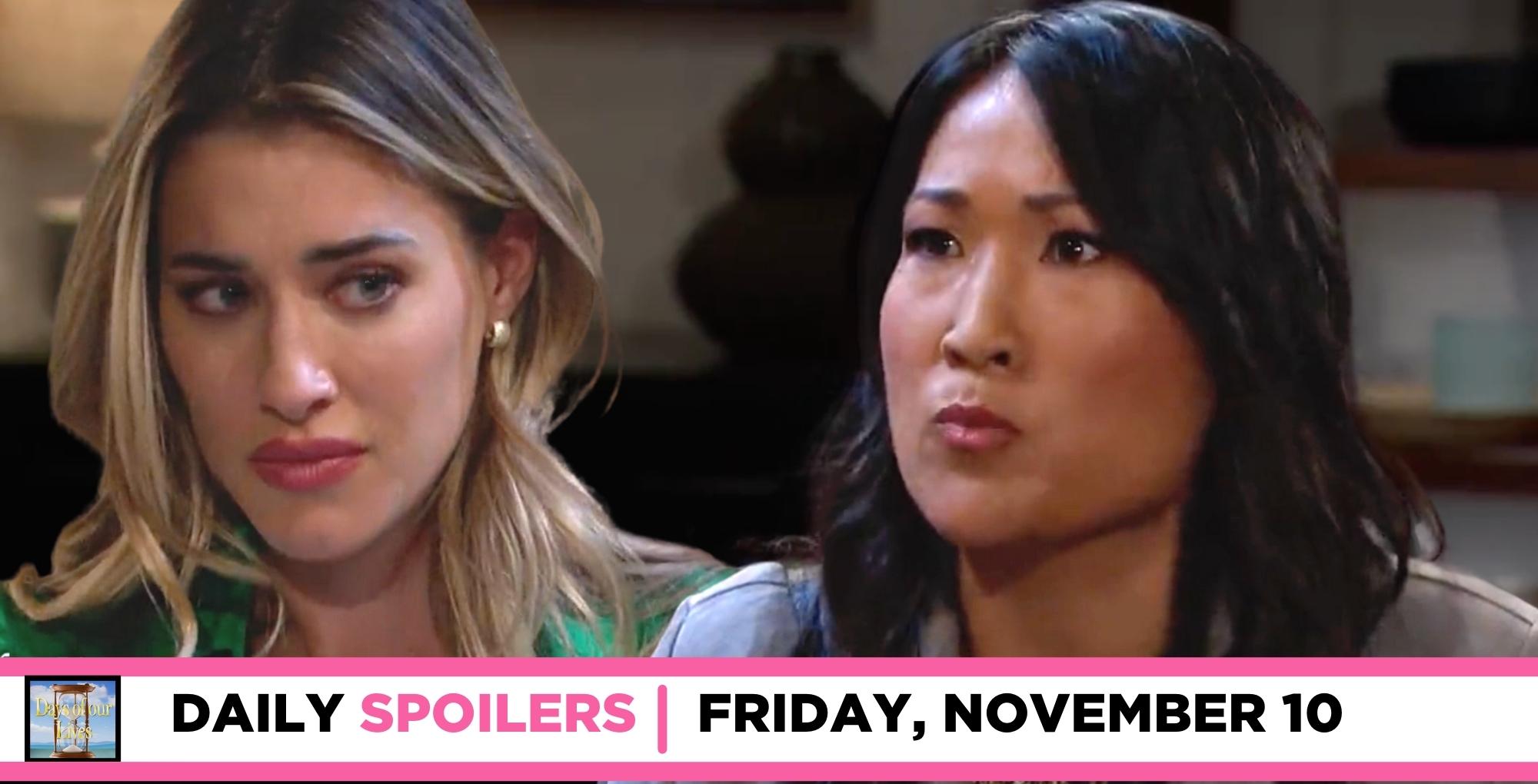 days of our lives spoilers for november 10, 2023, episode 14724, sloan is looking at melinda.