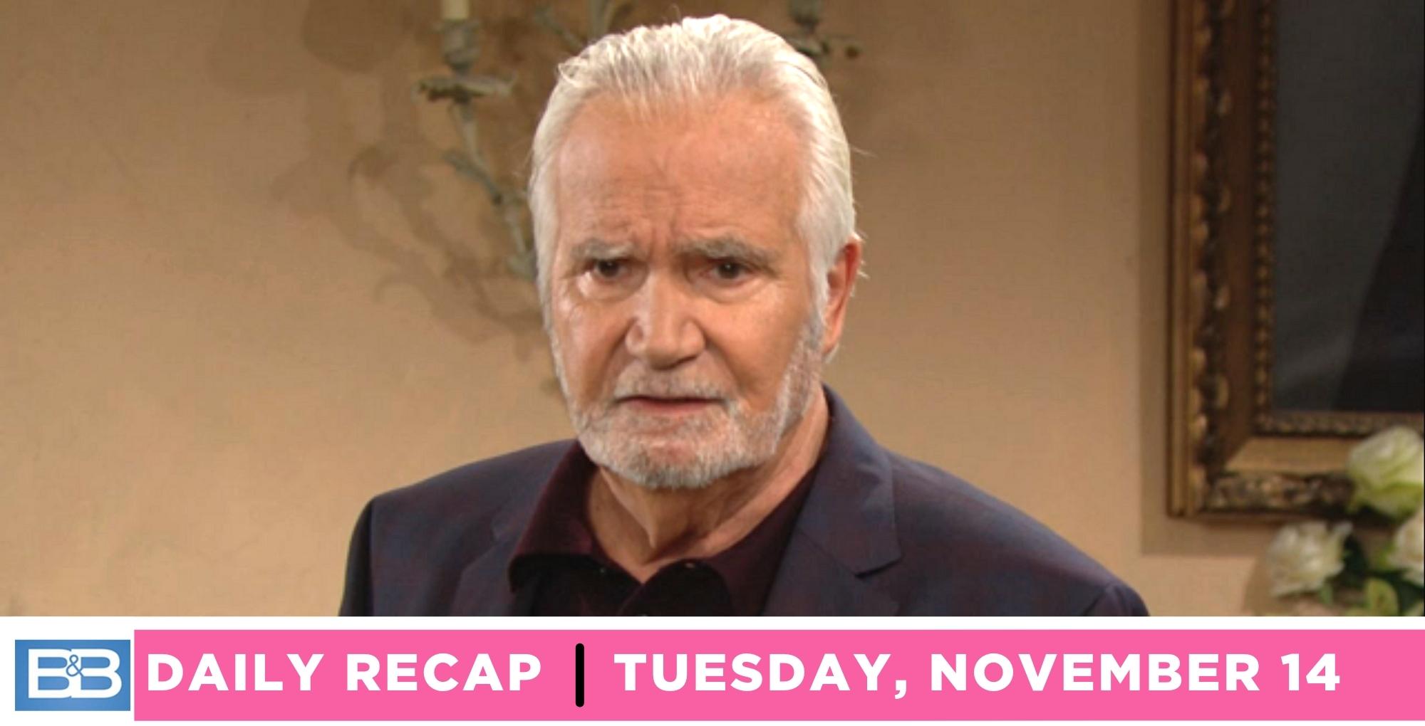 the bold and the beautiful recap for tuesday, november 14, 2023, eric forrester.