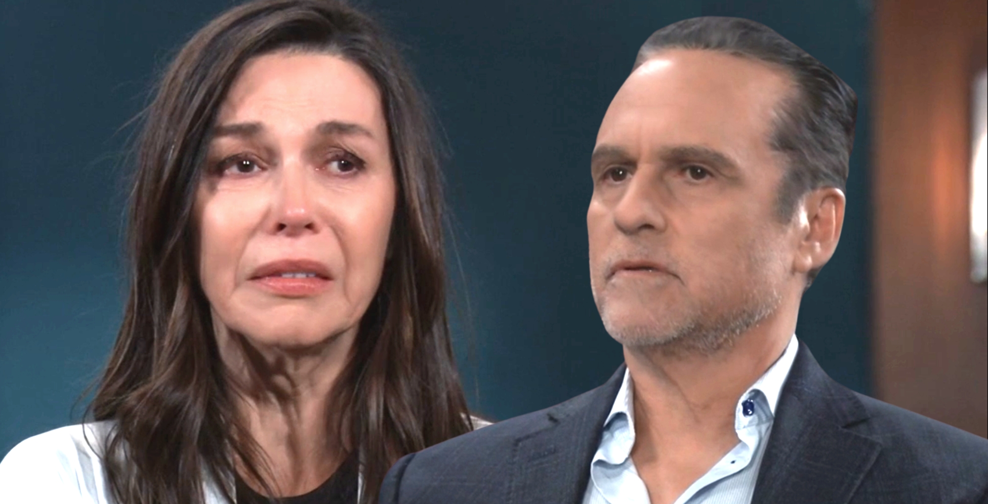 general hospital anna devane and sonny corinthos looking upset.