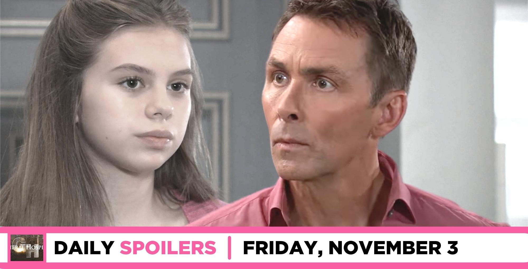 general hospital spoilers for november 3, 2023, episode 15335, has charlotte and valentin.